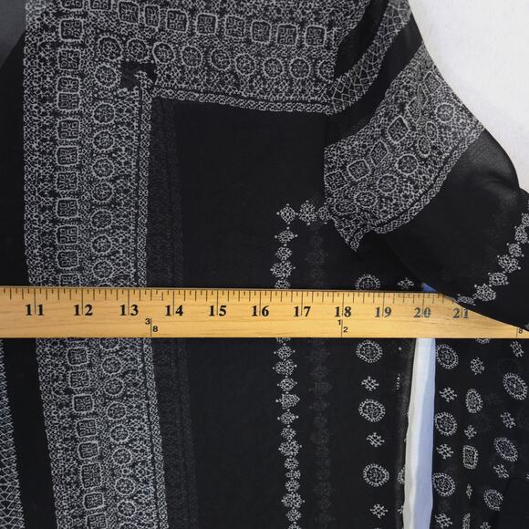 Madewell Shirt Womens S Black White Bohemian Sheer Chiffon Button Up Long Sleeve - Picture 7 of 9